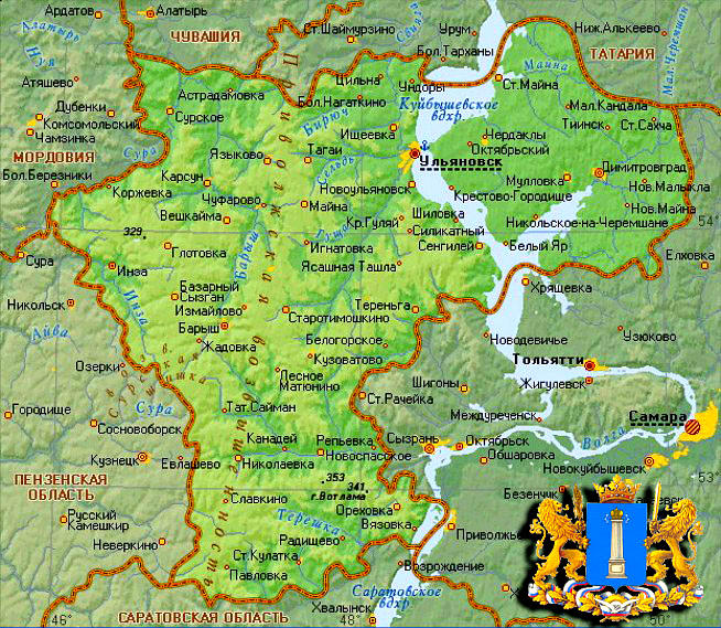 Ульяновская область карта 
